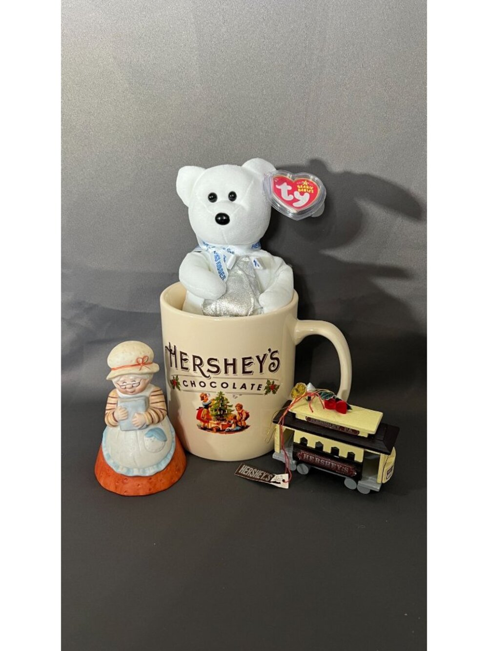 Hersheys Collectibles Bundle: Holiday Mug TY Bear & Figurines